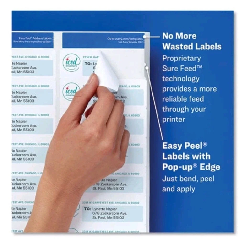 Avery Easy Peel White Address Labels W/ Sure Feed Technology, Laser Printers, 0.